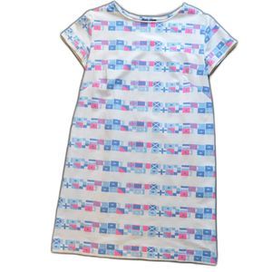 Sailor-Sailor Nautical Preppy Signal Flag Cap Sleeve Shift Dress Medium